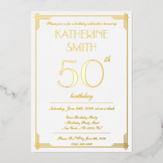 Elegant Gold Foil Gatsby Birthday Party Invites Folieneinladung