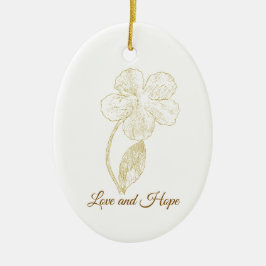 Elegant Gold Foil Look Botanical Flower Keramik Ornament