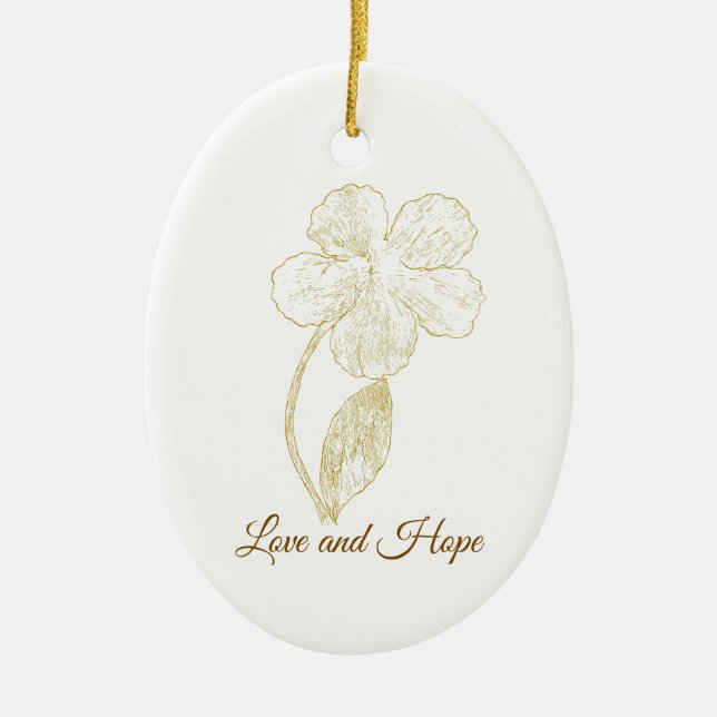 Elegant Gold Foil Look Botanical Flower Keramik Ornament (Vorne)