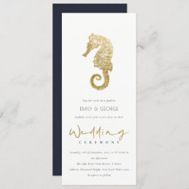 ELEGANT GOLD FOIL NAVY SEEPFERD WEDING EINLADUNG