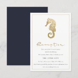 ELEGANT GOLD FOIL NAVY SEEPFERD WEDING REZEPTION BEGLEITKARTE