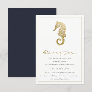 ELEGANT GOLD FOIL NAVY SEEPFERD WEDING REZEPTION BEGLEITKARTE