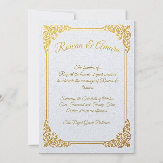 Elegant Gold Foil Royal Wedding Invitation  Einladung (Vorderseite)