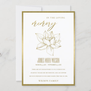 ELEGANT GOLD FOIL WASSER LILY BEILEID MEMORIAL DANKESKARTE