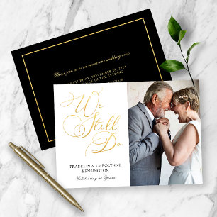 Elegant Gold Foil Wedding Anniversary Vow Renewal Einladung