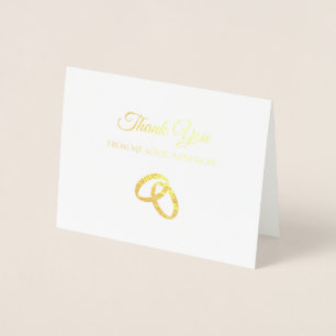 Elegant Gold Foil Wedding Danke für einfache Rings Folienkarte