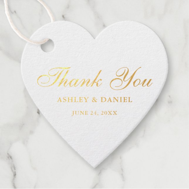 Elegant Gold Foil Wedding Vielen Dank Geschenkanhänger (Vorderseite)