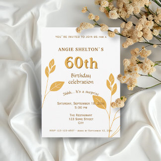Elegant Gold Foliage Botanischer 60. Geburtstag Einladung