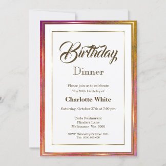 Elegant Gold Frame 30. Geburtstag Abendessen Einla Einladung