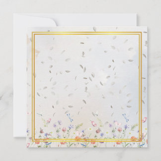 Elegant Gold Frame Wildflower Blank Card with Whit Mitteilungskarte