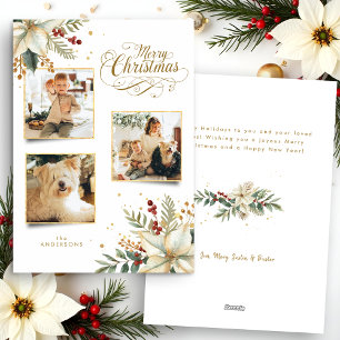 Elegant Gold Frohe Weihnachten Botanisches 3-Foto