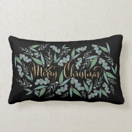 Elegant Gold Frohe Weihnachten Eukalyptus auf schw Lendenkissen