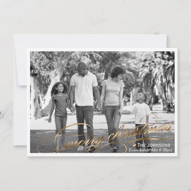 Elegant Gold Frohe Weihnachtsfoto-Karte Feiertagskarte (Vorderseite)