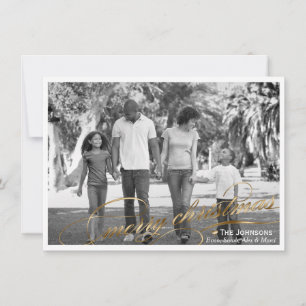 Elegant Gold Frohe Weihnachtsfoto-Karte Feiertagskarte