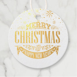 Elegant Gold Frohe Weihnachtsschneeflocken Geschenkanhänger