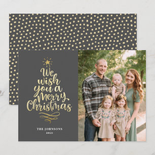 Elegant Gold Frohe Weihnachtsskriptkalligraphie Feiertagskarte