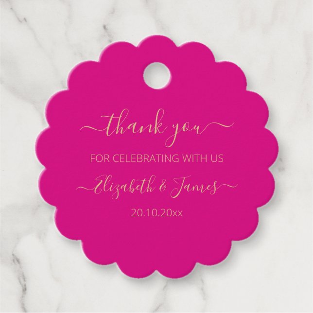 Elegant Gold Fuchsia Vielen Dank Gastgeschenk Hoch Geschenkanhänger (Vorderseite)