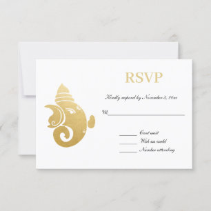 Elegant Gold Ganapati   Indian Wedding RSVP Einladung