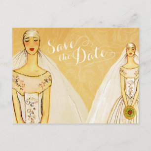 Elegant Gold Gay Lesbian Save the Date Ankündigungspostkarte