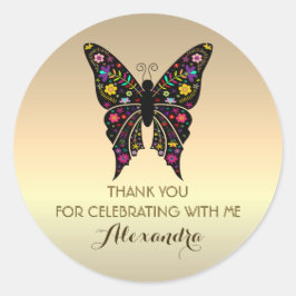 Elegant Gold Geburtstag Vielen Dank Runder Aufkleber