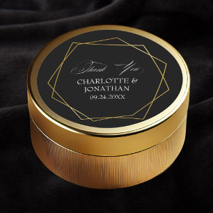 Elegant Gold Geometric Vielen Dank Gastgeschenk Ho Runder Aufkleber