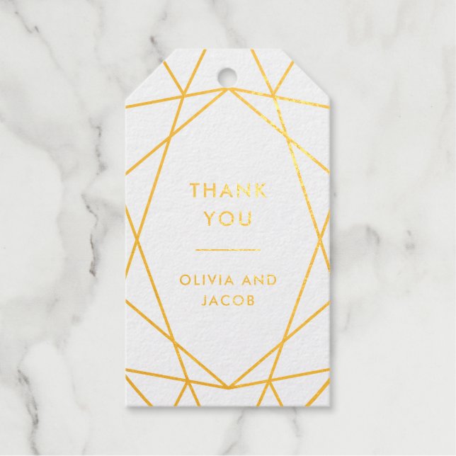 Elegant Gold Geometric | Vielen Dank Geschenkanhänger (Vorderseite)