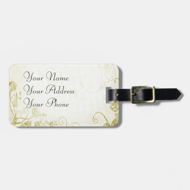 Elegant Gold Gepäckanhänger (Vorderseite horizontal)