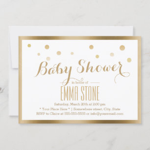 Elegant Gold Gerahmt Confetti Dots Baby Shower Einladung