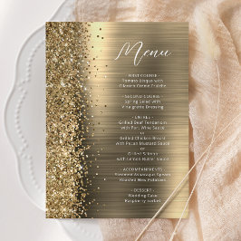 Elegant Gold Glam Glitter Script Wedding Menükarte