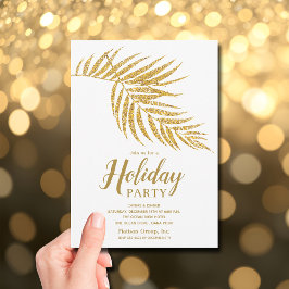 Elegant Gold Glitter Palm Holiday Christmas Einladung