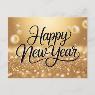 Elegant Gold Glitter Sparkle Happy New Year Postkarte