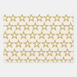 Elegant Gold Glitter Star Wrapping Paper Geschenkpapier Set