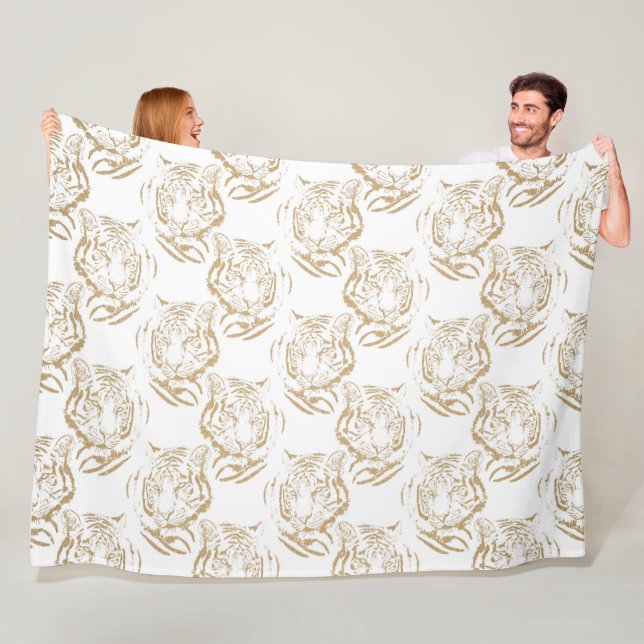 Elegant Gold Glitter Tiger Print White Design Fleecedecke (Beispiel)