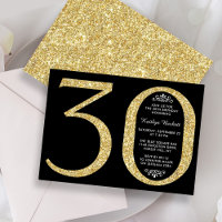 Elegant Gold Glitter Typography 30th Birthday