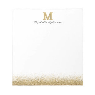 Elegant Gold Glittermonogram Notepad Notizblock