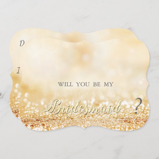 Elegant Gold Glittery Bokeh, Bridesmaid Card Einladung (Vorne/Hinten)