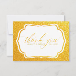 Elegant Gold Glittery Luxuriöse Hochzeit Dankeskarte