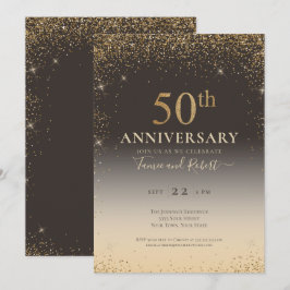 Elegant Gold Glitzer Ballon 50 Jahre Jubiläum Einladung
