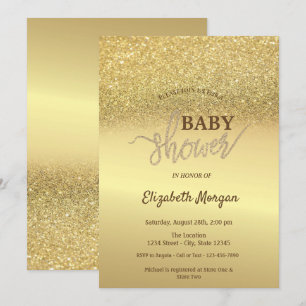 Elegant Gold Glitzer Bokeh Baby Shower Einladung
