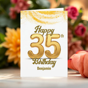 Elegant Gold Glitzer Confetti 35. Geburtstag Karte