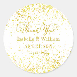 Elegant Gold Glitzer Confetti Wedding Vielen Dank Runder Aufkleber