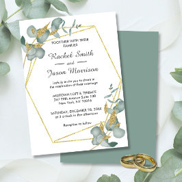 Elegant Gold Glitzer Eukalyptus Greenerity Wedding Einladung