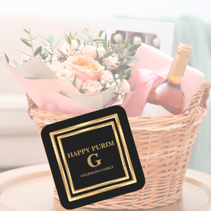 Elegant Gold Glitzer Happy Purim Custom Quadratischer Aufkleber