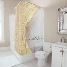 Elegant Gold Glitzer Monogram Name Script Metallic