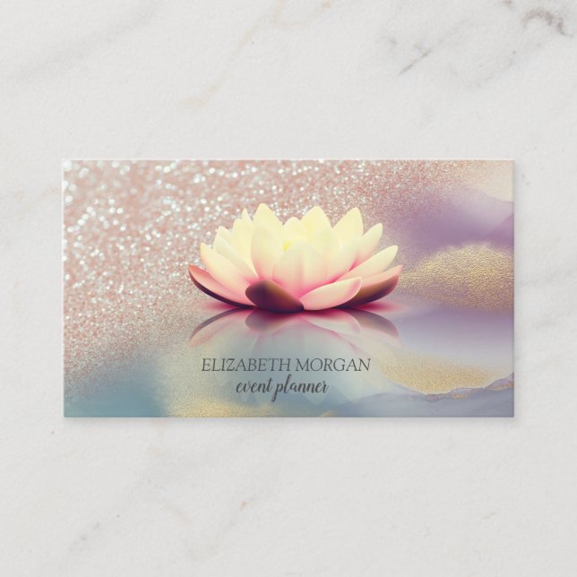 Elegant Gold Glitzer Ombre Lotus Holographic Visitenkarte (Vorderseite)