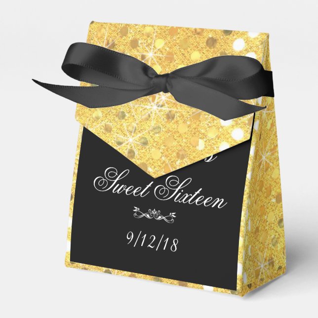 Elegant, Gold Glitzer, Sweet 16, Custom Party Geschenkschachtel (Vorderseite)