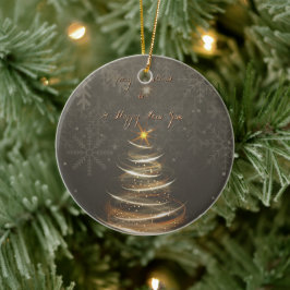 Elegant Gold glow Christmas Tree Keramik Ornament