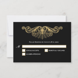 Elegant gold Gothic Halloween Wedding RSVP Card Karte