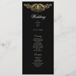 Elegant gold Gothic Wedding Program Menükarte