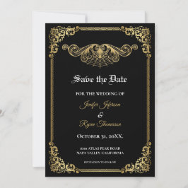 Elegant gold Gothic wedding save the date Ankündigung